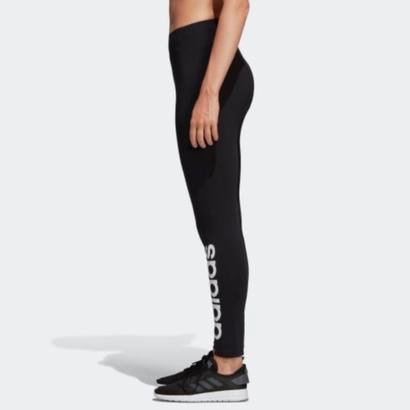 New Adidas Women's High Rise Logo Leggings Tights Size XS - Picture 2 of 14